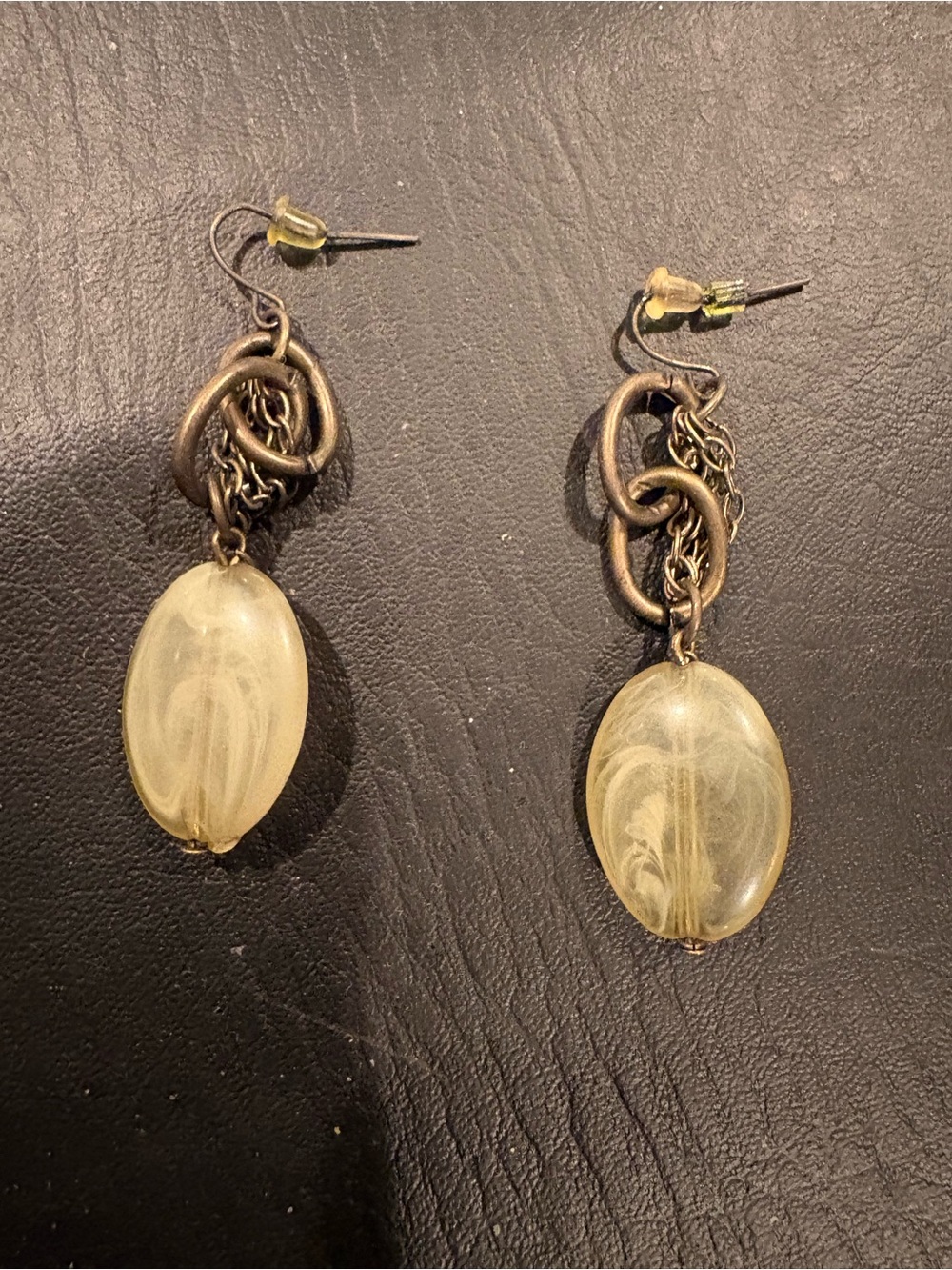 Vintage-Inspired Yellow Glass Drop Earrings - Unbranded